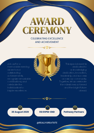 Blue and White Modern Award Ceremony Invitation Template