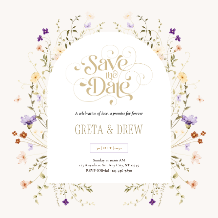 Elegant Botanical Arch Save the Date Invitation Template