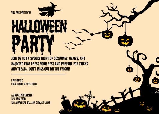 Minimalist Halloween Party Invitation Landscape Template