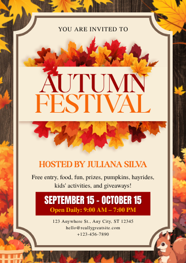 Orange and Red Autumn Festival Invitation Template