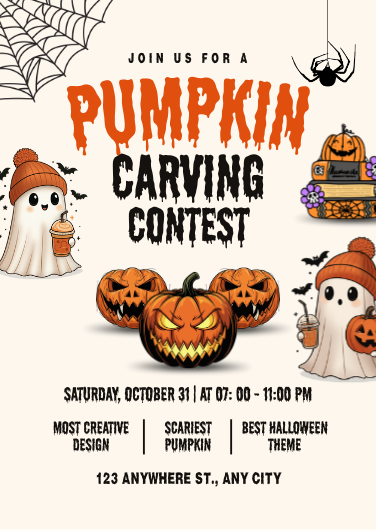 Orange and Black Pumpkin Carving Contest Invitation
