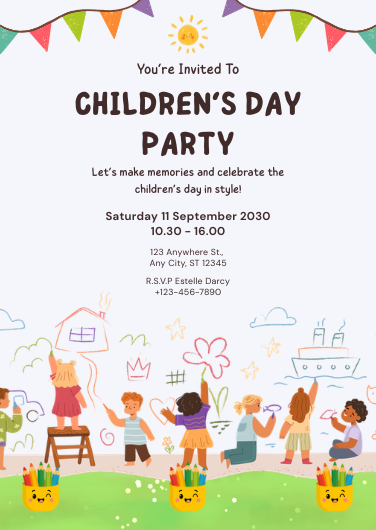 Multicolor Children's Day Party Invitation Template