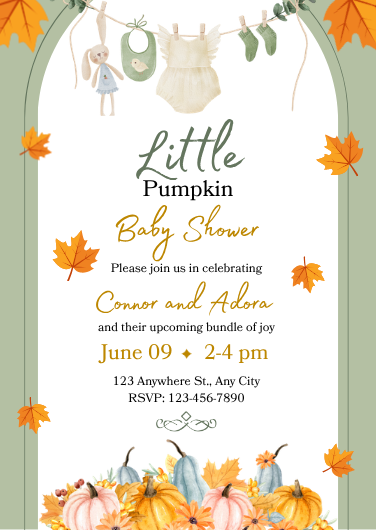 Little Pumpkin Autumn Baby Shower Invitation