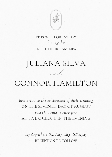 Classic Black and White Wedding Invitation Template
