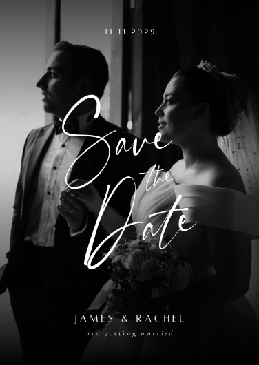 Elegant Black and White Photo Wedding Invitation Template