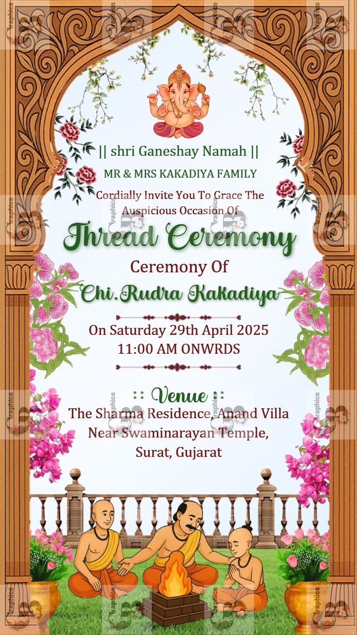 Thread ceremony invitation in video for vibrant invites