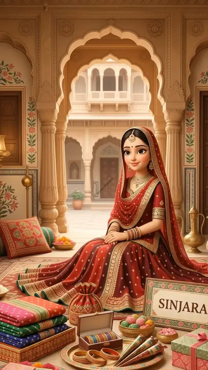 3D Sinjara Teej Invitation Video with Rajasthani Theme