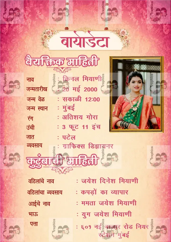 Mulicha Lagnasathi Biodata Marathi Design and Format