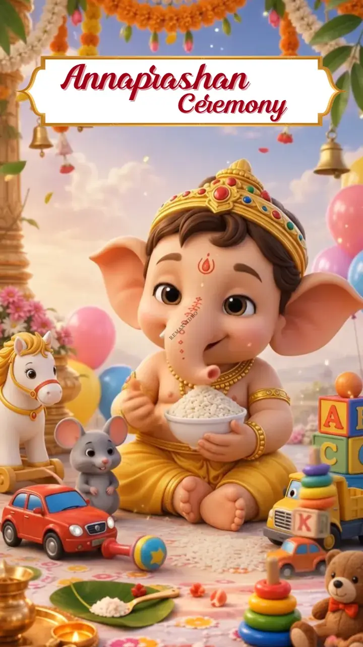 3D Annaprashan Ceremony Video with Baby Ganesh Theme