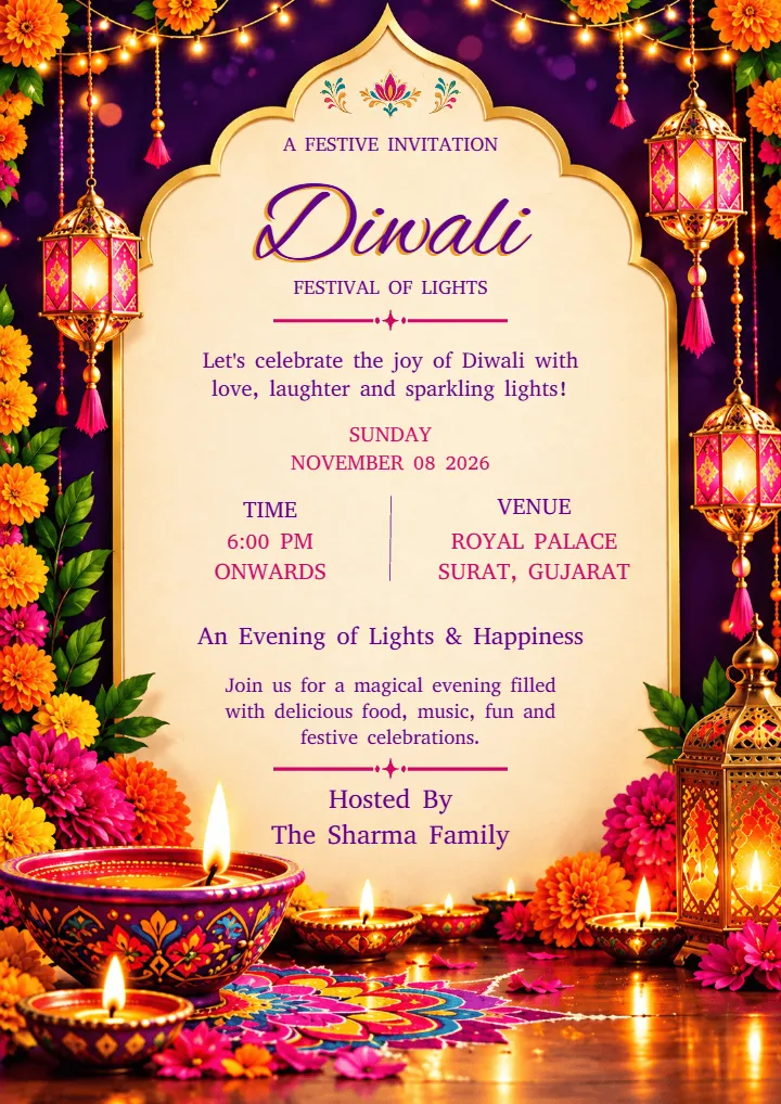 Happy Diwali Invitation Card for Memorable Festival Event