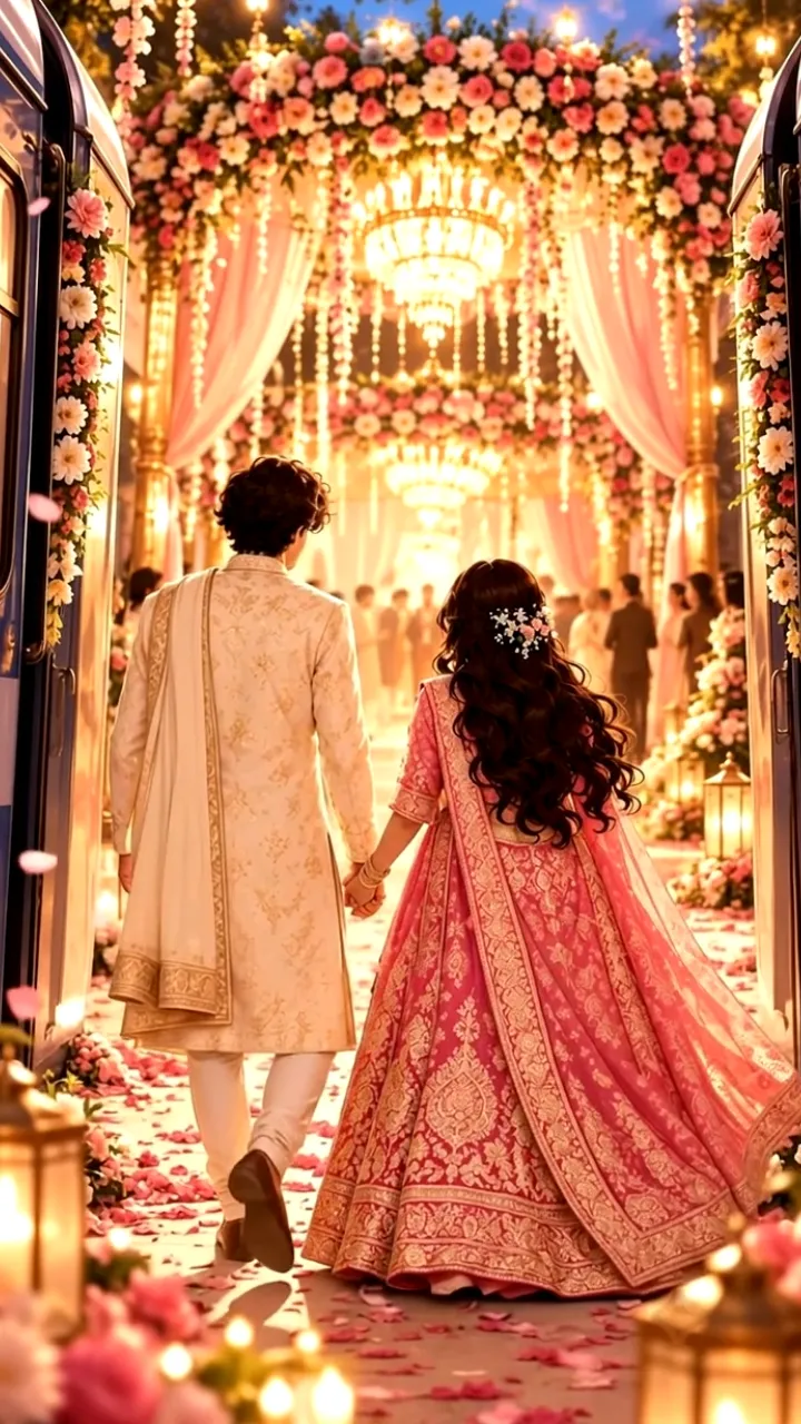 Wedding Invitation Video with Golden Sunset and Floral Decor