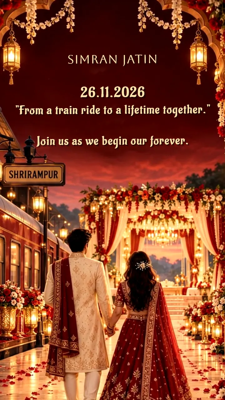 Wedding Invitation Video with Golden Sunset and Floral Decor