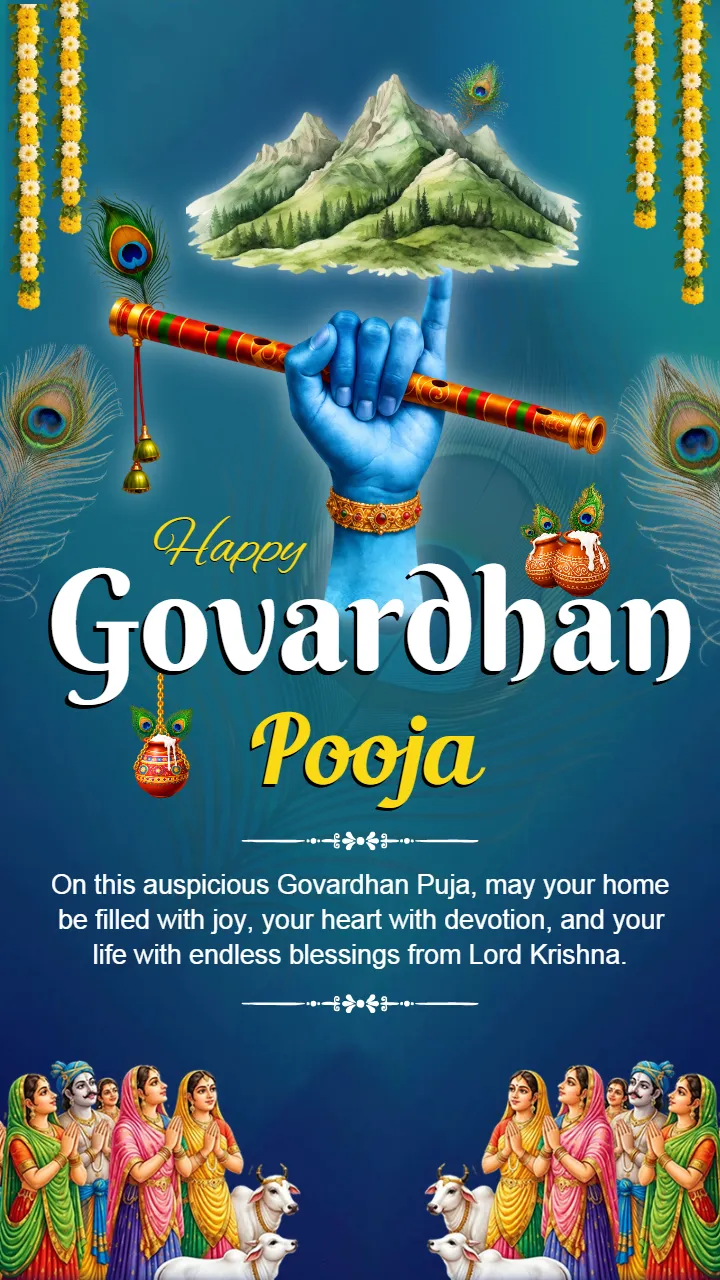 Govardhan Pooja Image to Celebrate Krishnas Divine Blessing