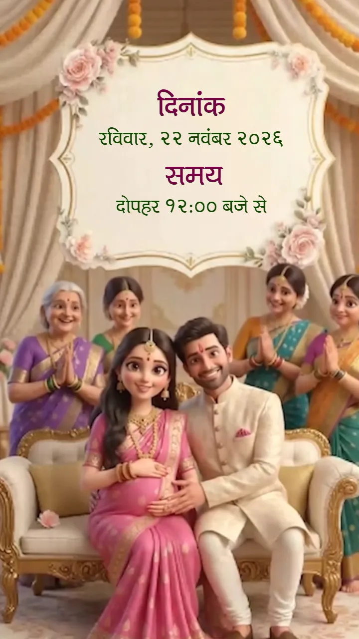 Godh Bharai Invitation Video in Hindi with Floral Theme