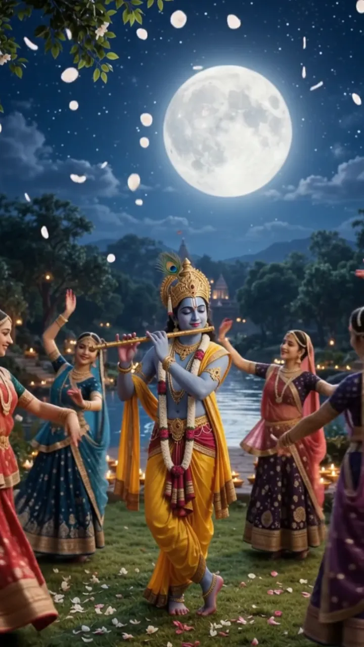 Sharad Purnima Status Video Online Maker with Krishna Themes