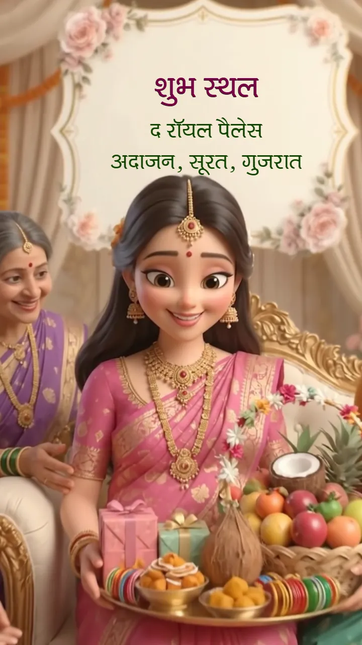 Godh Bharai Invitation Video in Hindi with Floral Theme