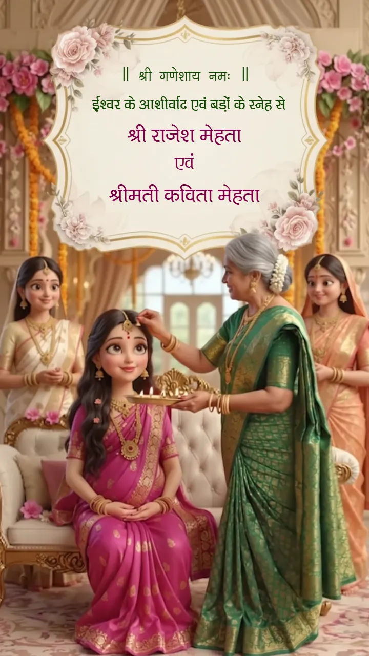 Godh Bharai Invitation Video in Hindi with Floral Theme