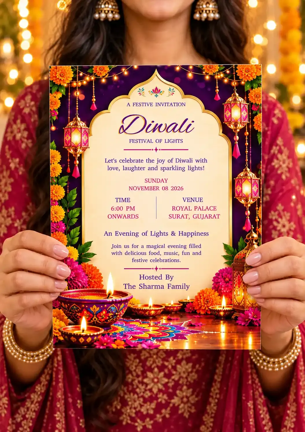 Happy Diwali Invitation Card for Memorable Festival Event